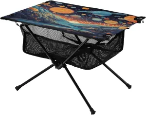 Portable Camping Table Foldable with Mesh Storage Lightweight Compact Camp Tent Side Table for Outside,Camping,Hiking,Tailgating,Space Painting