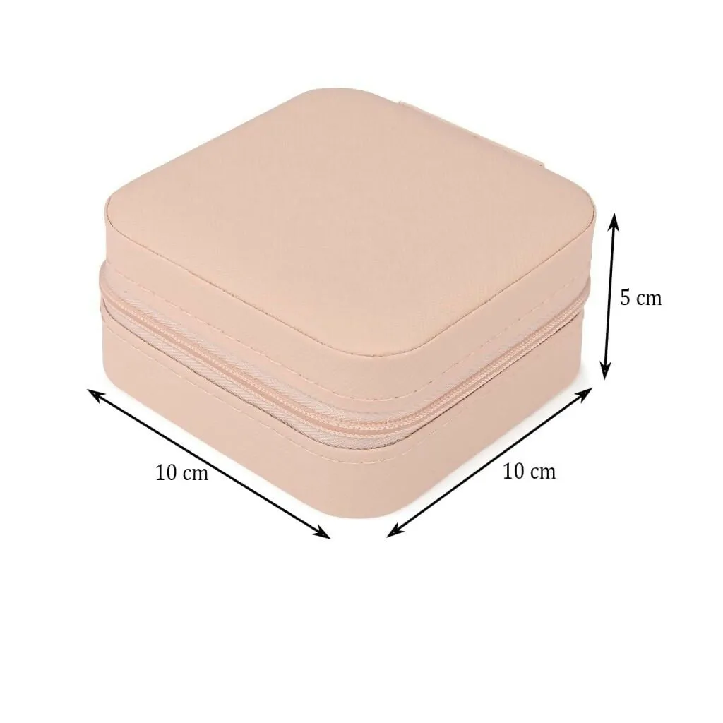 Portable Organizer Box Leather Mini Travel Jewelry Case (Pink)