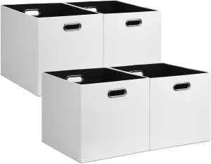 Posprica 13x15x13in Collapsible Storage Bins, Fabric Foldable Cube Storage Boxes, Decorative Storage Baskets Organizer for IKEA Kallax, Shelves, Closet, Clothes, Toy, Set of 4-White