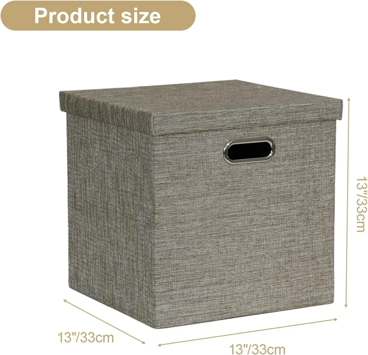 Posprica Storage Bins with Lids,13×13×13 Foldable Storage Cube Baskets Boxes Fabric Drawers for Closet Shelf Cabinet Bookcase,Set of 4,Coffee