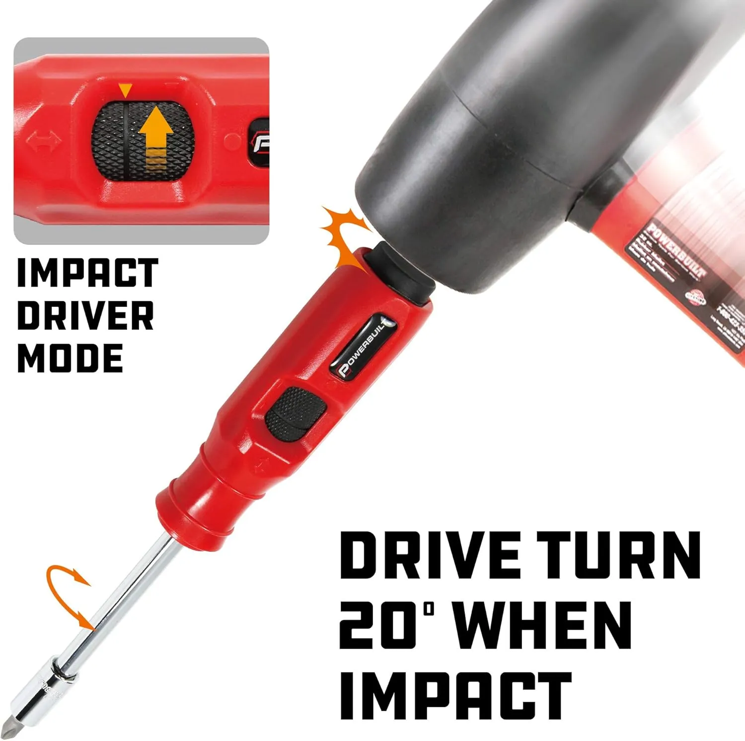 Powerbuilt 1/4" Dr. 20 Pc. Impact Bit Screwdriver and Nut Driver Set, Includes SAE, Metric Sockets, Phillips, Slotted, Star Bits, Adapter- 647768e65