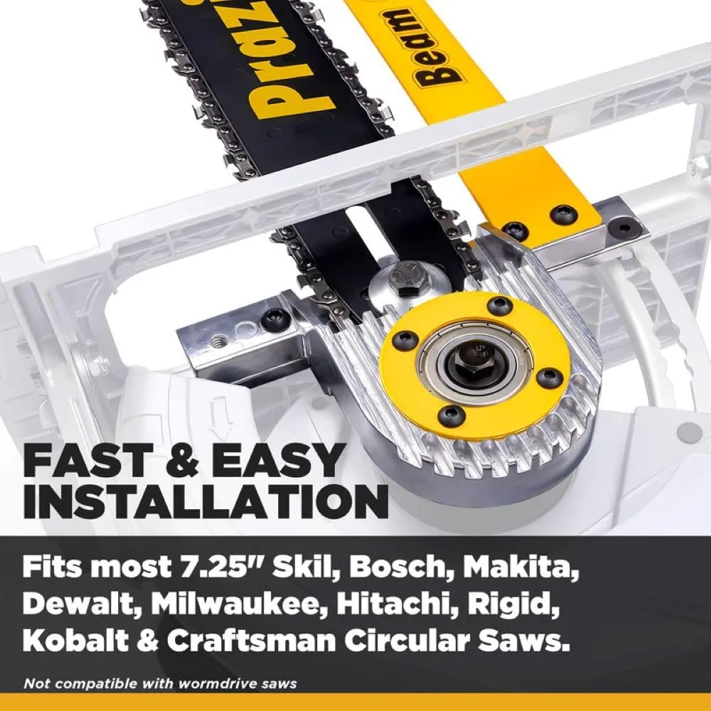 Prazi 12" Beam Cutter Attachment for Non-Worm Circular Saws – Model PR2700 for 7-1/4" Circular Saws, Non-Worm Drive – American Owned Company – Increase Cut Depth from 2-1/2” to 12”