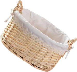 PRETYZOOM Rattan Baskets for Storage Woven Storage Basket Natural Desktop Makeup Organizer