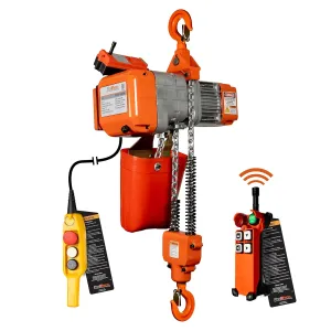 Prowinch 1 Ton (2200 lb) 220V 1-Speed Electric Chain Hoist with 20 ft. G80 Grade Chain, H2 Duty Rating, Wireless Remote Control for Efficient Lifting, Ideal for Industrial and Commercial Applications