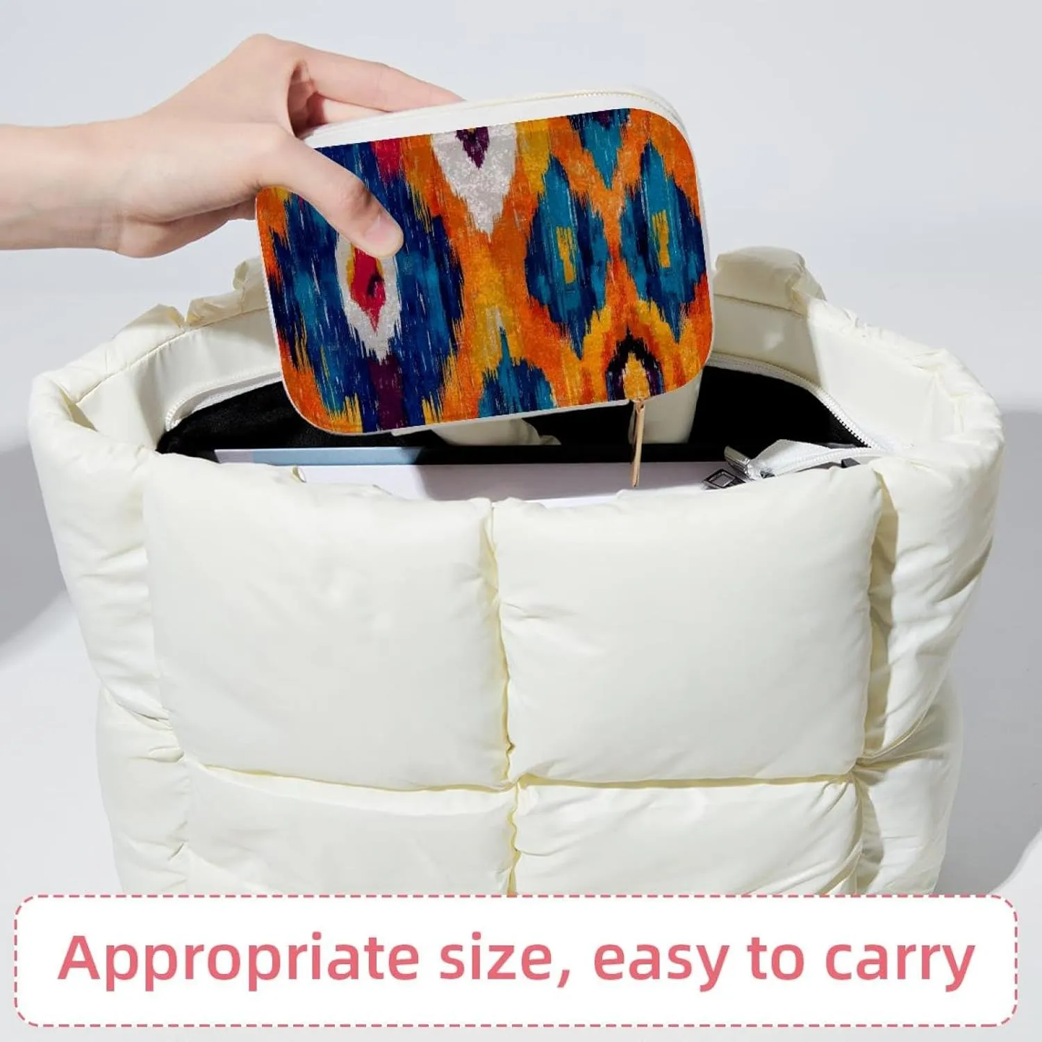 PU Leather Jewelry Box, Portable Organizer for Women Girls, Travel Case Display Storage Holder for Rings Earrings Necklaces - Ethnic Tribal Abstract Background