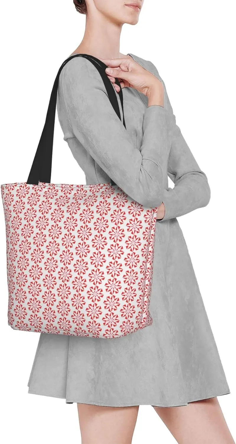 Pure White Snowflake Tote Bag Women Reusable Shopping Bags Shoulder Bag Portable Storage HandBags