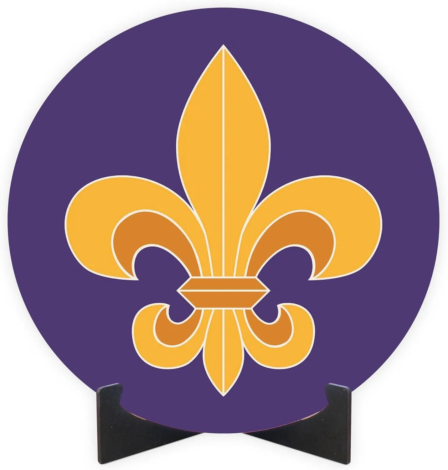 Purple & Gold Louisiana Fleur-De-Lis, Joyride Home Decor, JoyRide Home Décor Wood Plaque, 10"x10" Artist Designed Home Décor, Express Your Style.