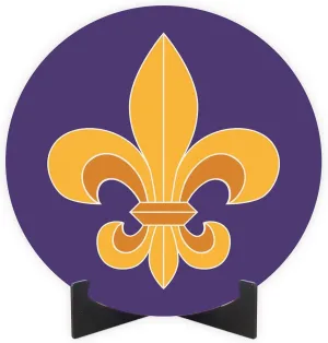 Purple & Gold Louisiana Fleur-De-Lis, Joyride Home Decor, JoyRide Home Décor Wood Plaque, 10"x10" Artist Designed Home Décor, Express Your Style.