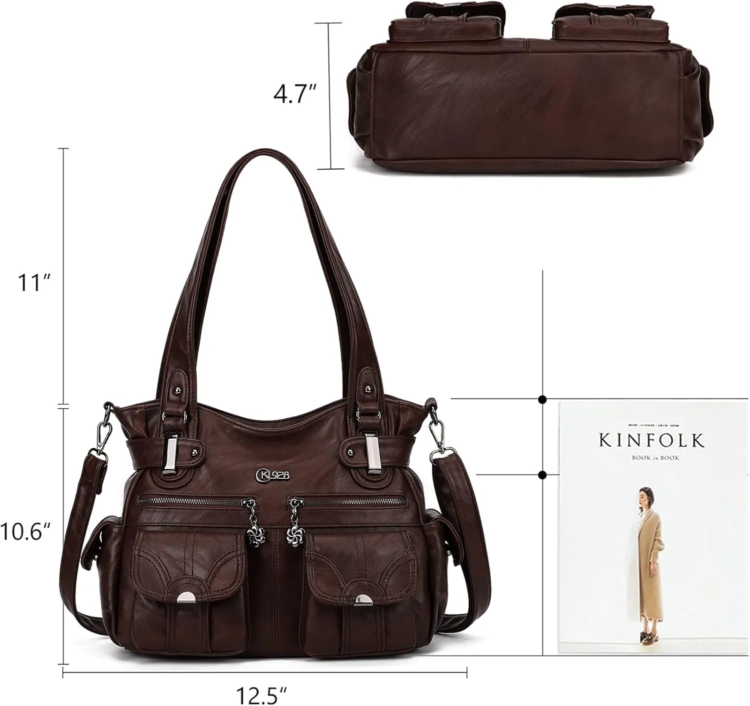 Purses and Handbags for Women Large Hobo Shoulder Bags Soft PU Leather Multi-Pocket Tote Bag
