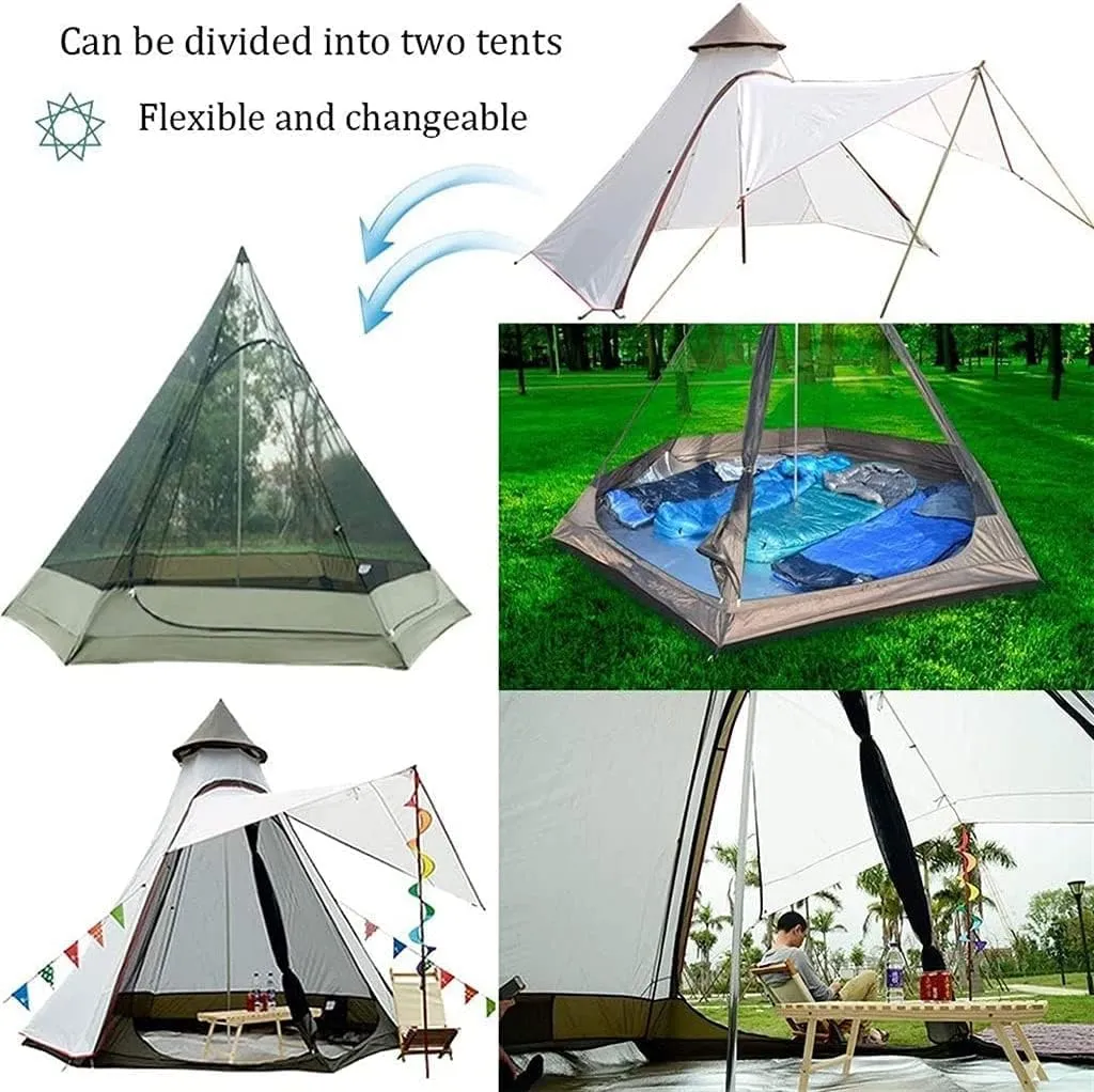 Pyramid Camping Family Tent Double Rainproof Tent 4-6 People Outdoor Picnic Field Waterproof Large Outdoor Tent Tents for Camping (C 380x330x240cm)
