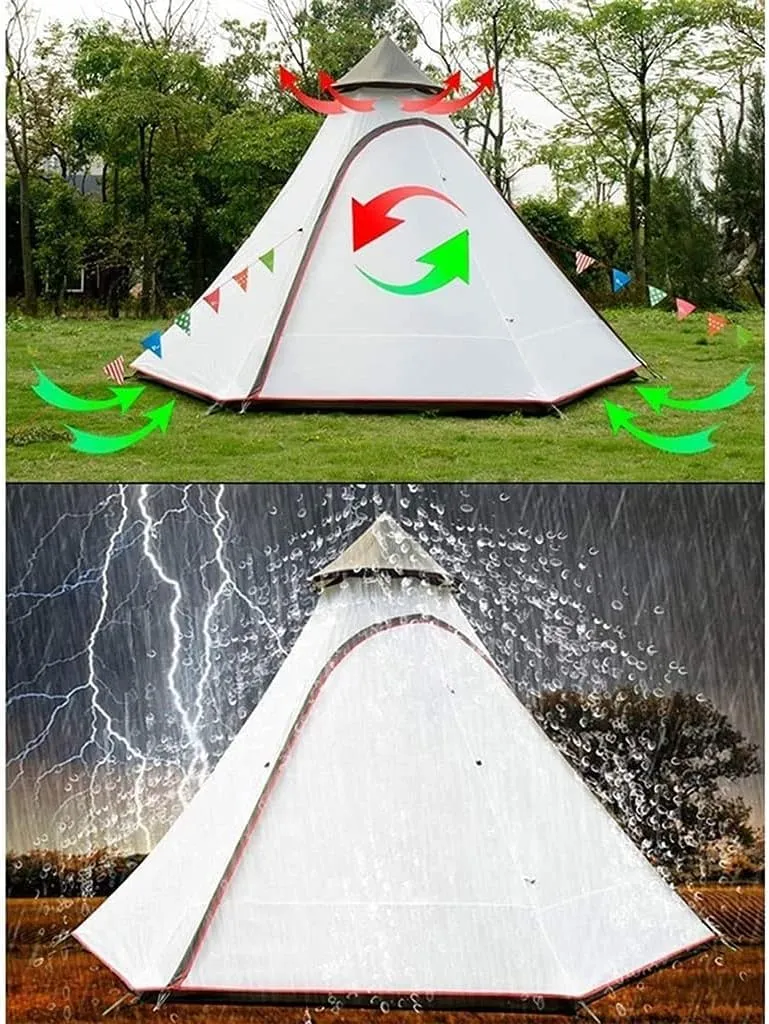 Pyramid Camping Family Tent Double Rainproof Tent 4-6 People Outdoor Picnic Field Waterproof Large Outdoor Tent Tents for Camping (C 380x330x240cm)