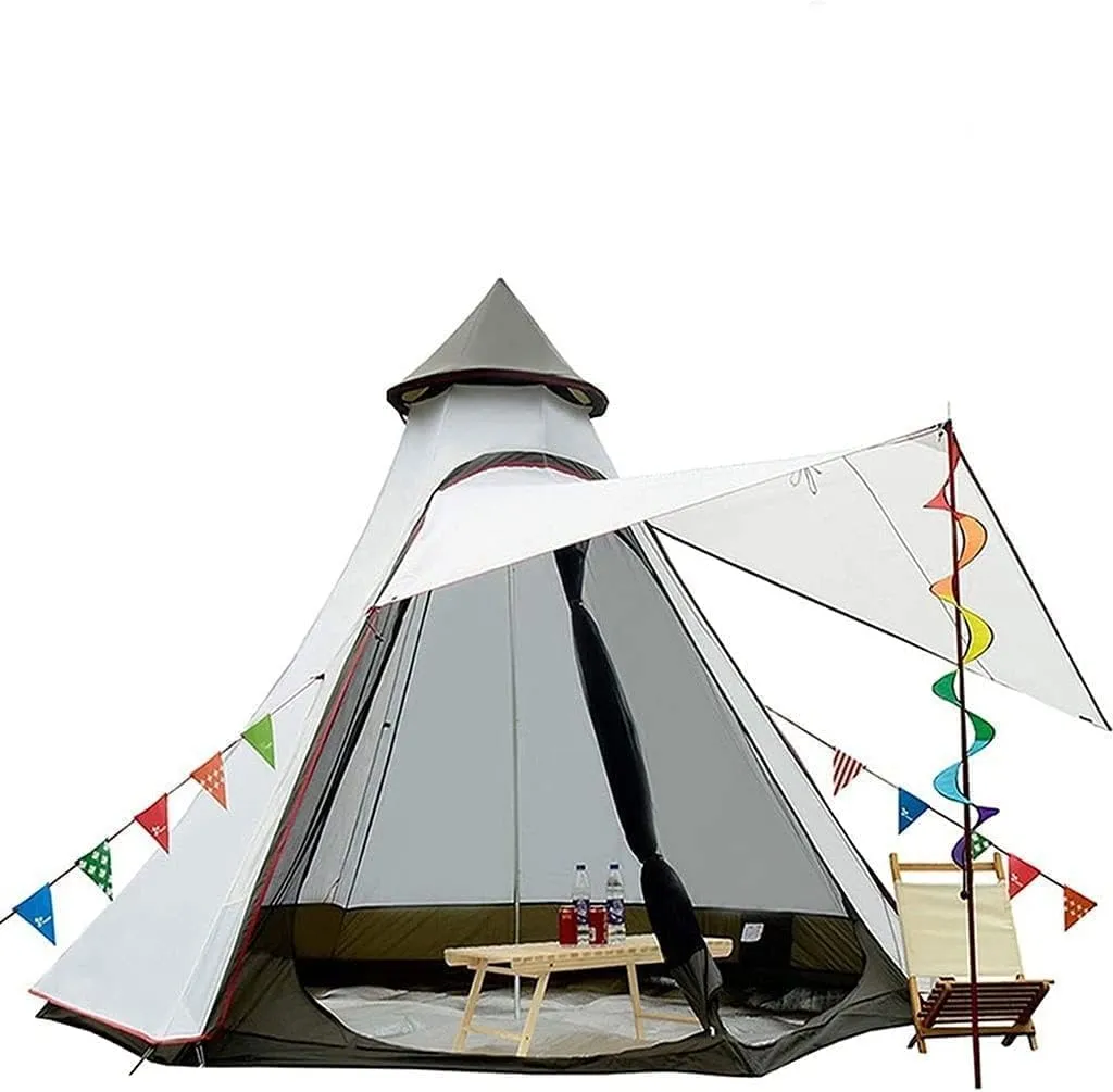 Pyramid Camping Family Tent Double Rainproof Tent 4-6 People Outdoor Picnic Field Waterproof Large Outdoor Tent Tents for Camping (C 380x330x240cm)