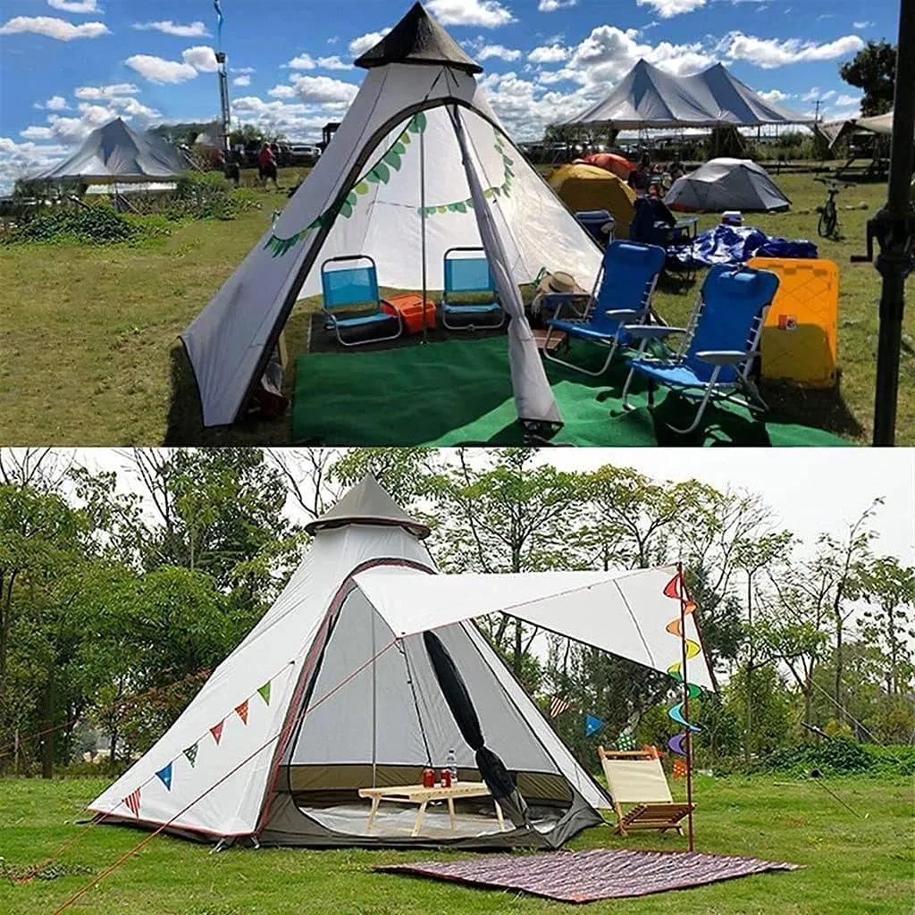 Pyramid Camping Family Tent Double Rainproof Tent 4-6 People Outdoor Picnic Field Waterproof Large Outdoor Tent Tents for Camping (C 380x330x240cm)