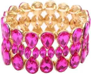 QLLYHLH Women’s Teardrop Stretch Bangle Bracelet Austrian Crystal Brides Bridesmaid Party Accessories for wedding