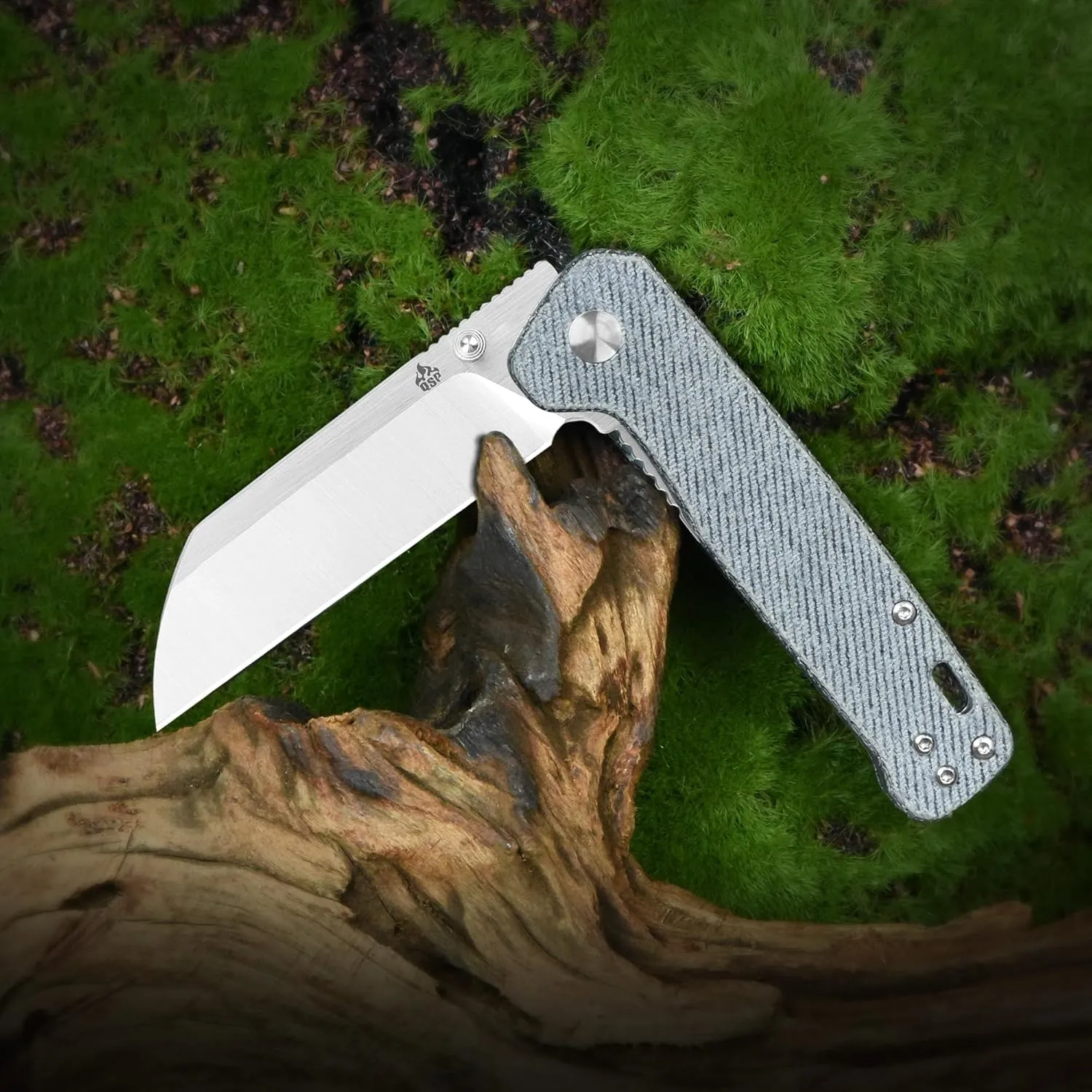 QSP Penguin Pocket Knife,D2 blade,Various Handle Option, Denim micarta handle