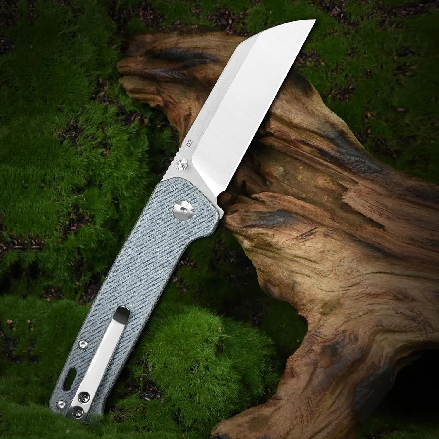 QSP Penguin Pocket Knife,D2 blade,Various Handle Option, Denim micarta handle