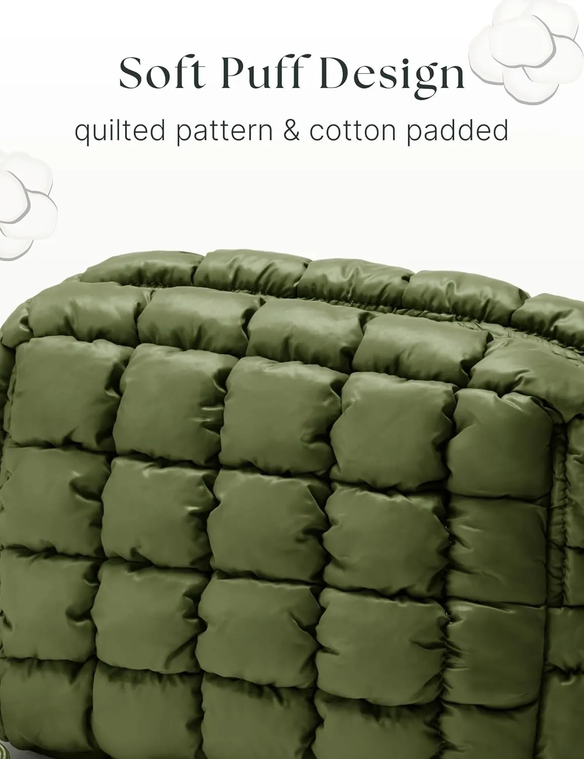 Quilted Makeup Bag Puffy Cosmetic Bag Puffer Travel Toiletry Bag for Women, Small Makeup Pouch for Purse Quilted Cosmetic Pouch for Essentials Toiletries, Gift for Women