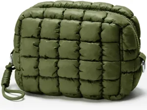 Quilted Makeup Bag Puffy Cosmetic Bag Puffer Travel Toiletry Bag for Women, Small Makeup Pouch for Purse Quilted Cosmetic Pouch for Essentials Toiletries, Gift for Women