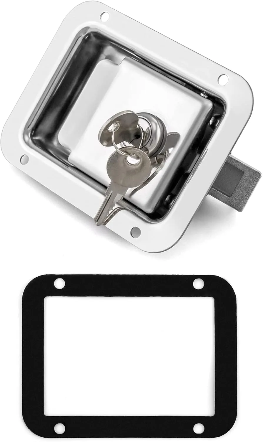 QWORK Travel Trailer Lock, 2 Pack, Stainless Steel Flush Mount Handle Latch Door Lock for Trucks, Tool Boxes, 2 Lock with 4 Keys