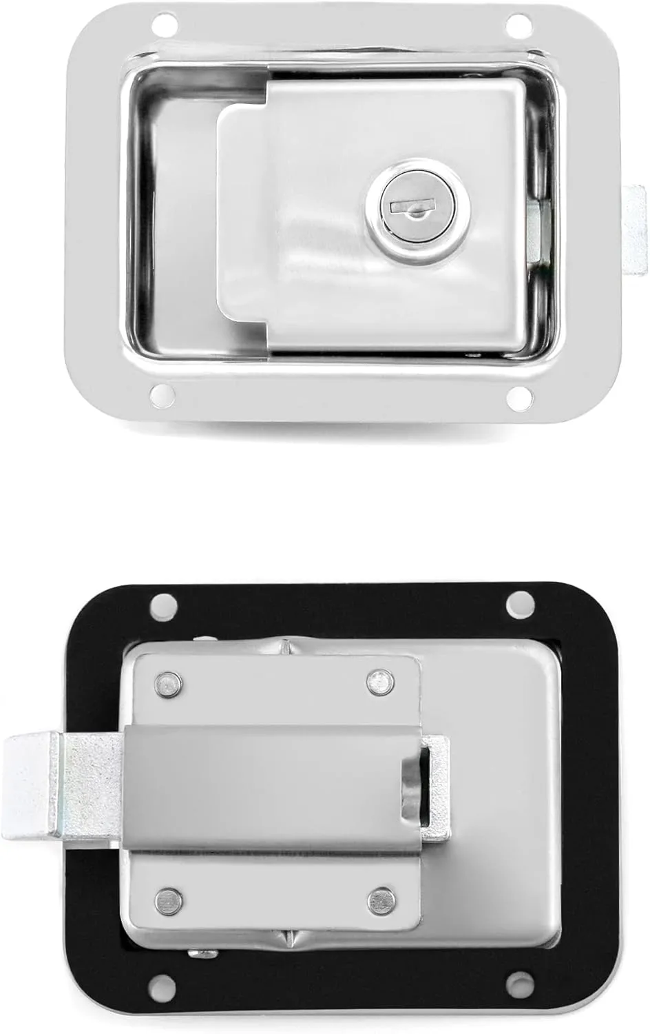 QWORK Travel Trailer Lock, 2 Pack, Stainless Steel Flush Mount Handle Latch Door Lock for Trucks, Tool Boxes, 2 Lock with 4 Keys