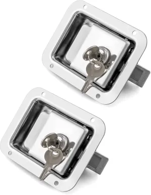 QWORK Travel Trailer Lock, 2 Pack, Stainless Steel Flush Mount Handle Latch Door Lock for Trucks, Tool Boxes, 2 Lock with 4 Keys