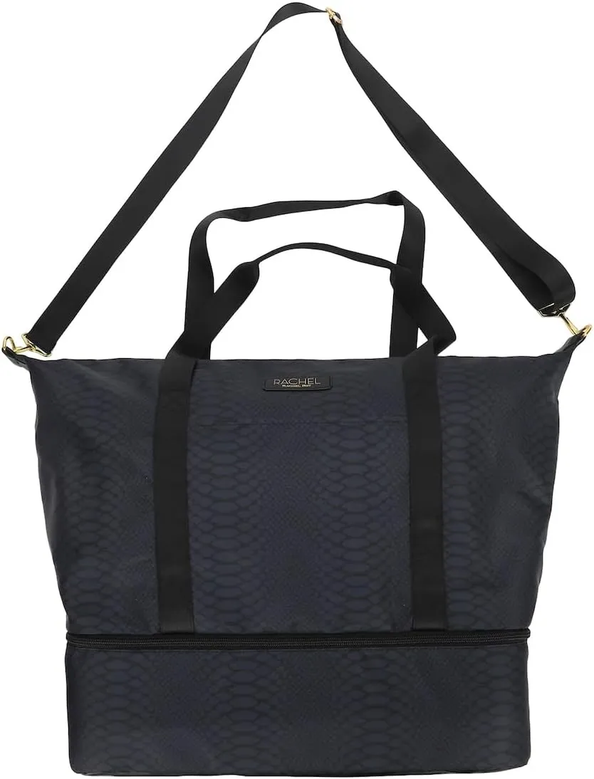 Rachel Rachel Roy 20 Black Snake Skin Duffle Bag With Shoe Compartment