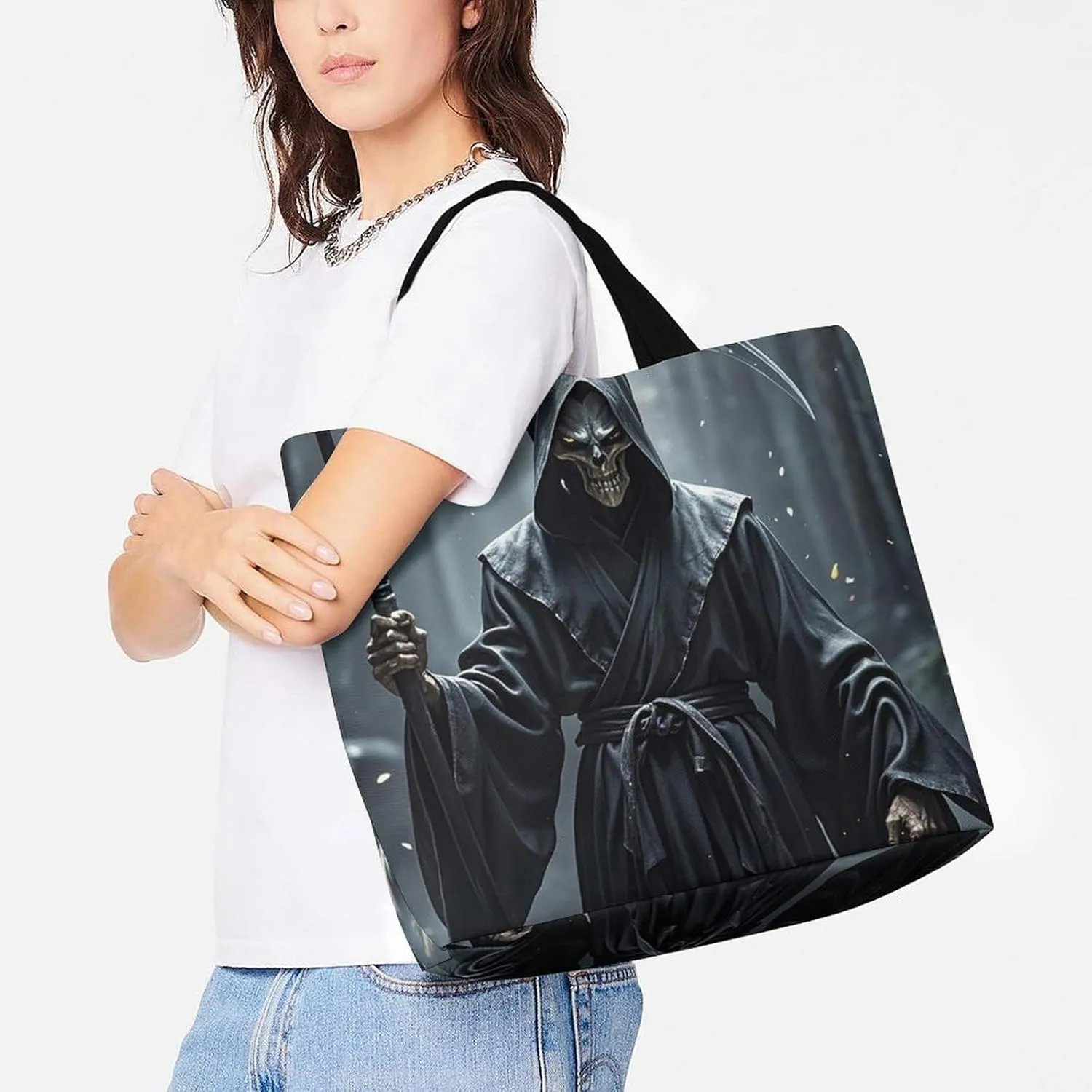 Rainbow Rose Flower Tote Bag for Women Reusable Grocery Shoulder Bags Shopping Bag for Travel, Groceries