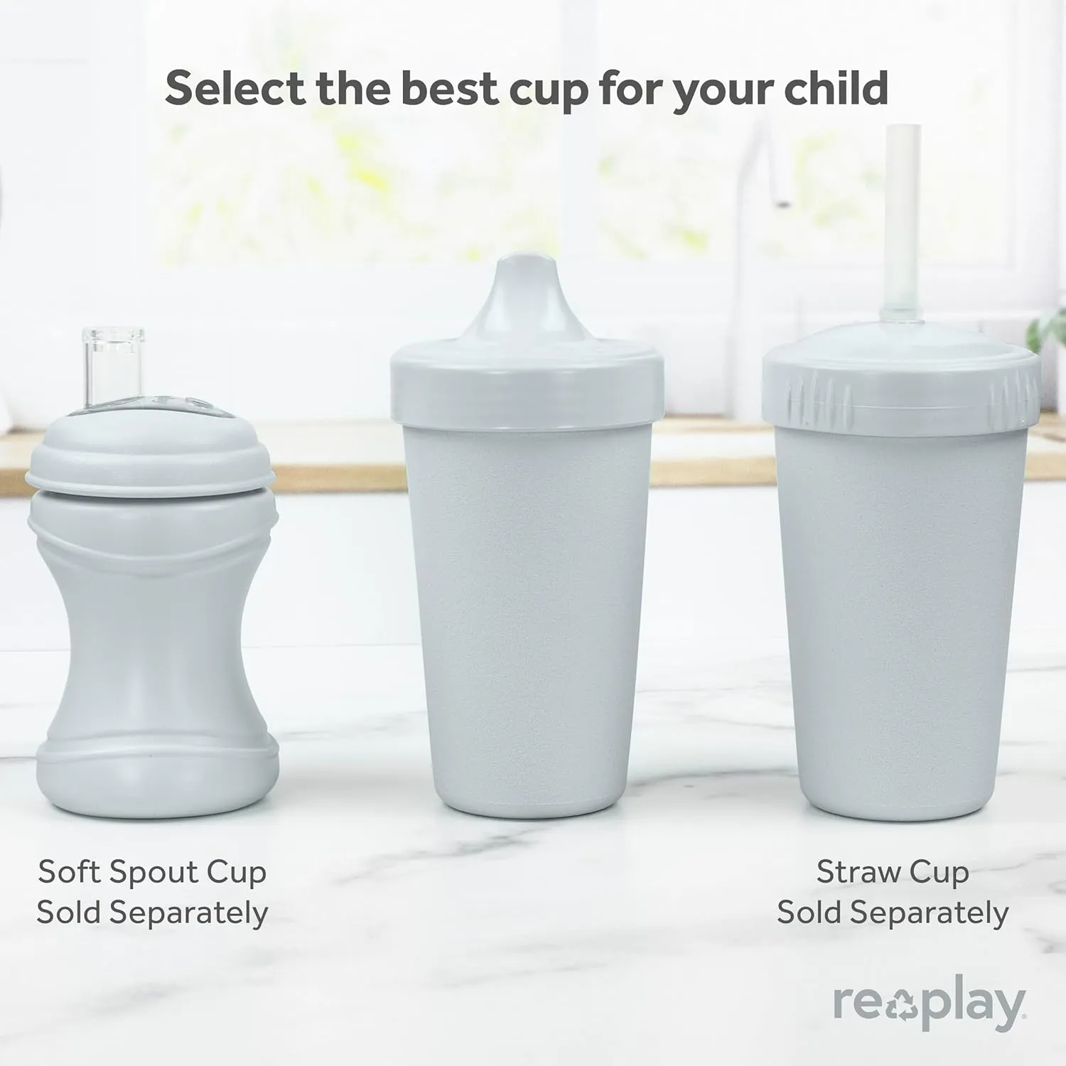 Re-Play Made in USA 10 Oz. Sippy Cups for Toddlers, Pack of 4 - Reusable Spill Proof Cups for Kids, Dishwasher/Microwave Safe - Hard Spout Sippy Cups for Toddlers 3.13" x 6.25", Fresh