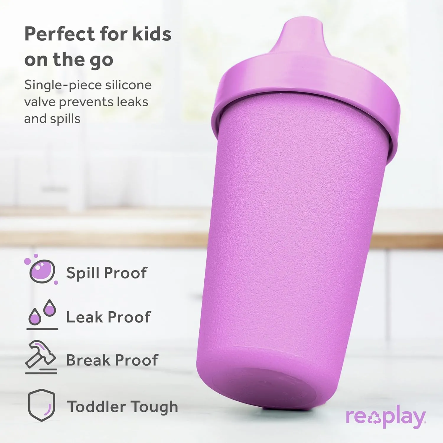 Re-Play Sippy Cups for Toddlers - 10 Oz. Reusable Spill Proof Cups for Kids, Dishwasher/Microwave Safe - Made in USA - Set of 6-3.13" x 6.25" - Fairytale