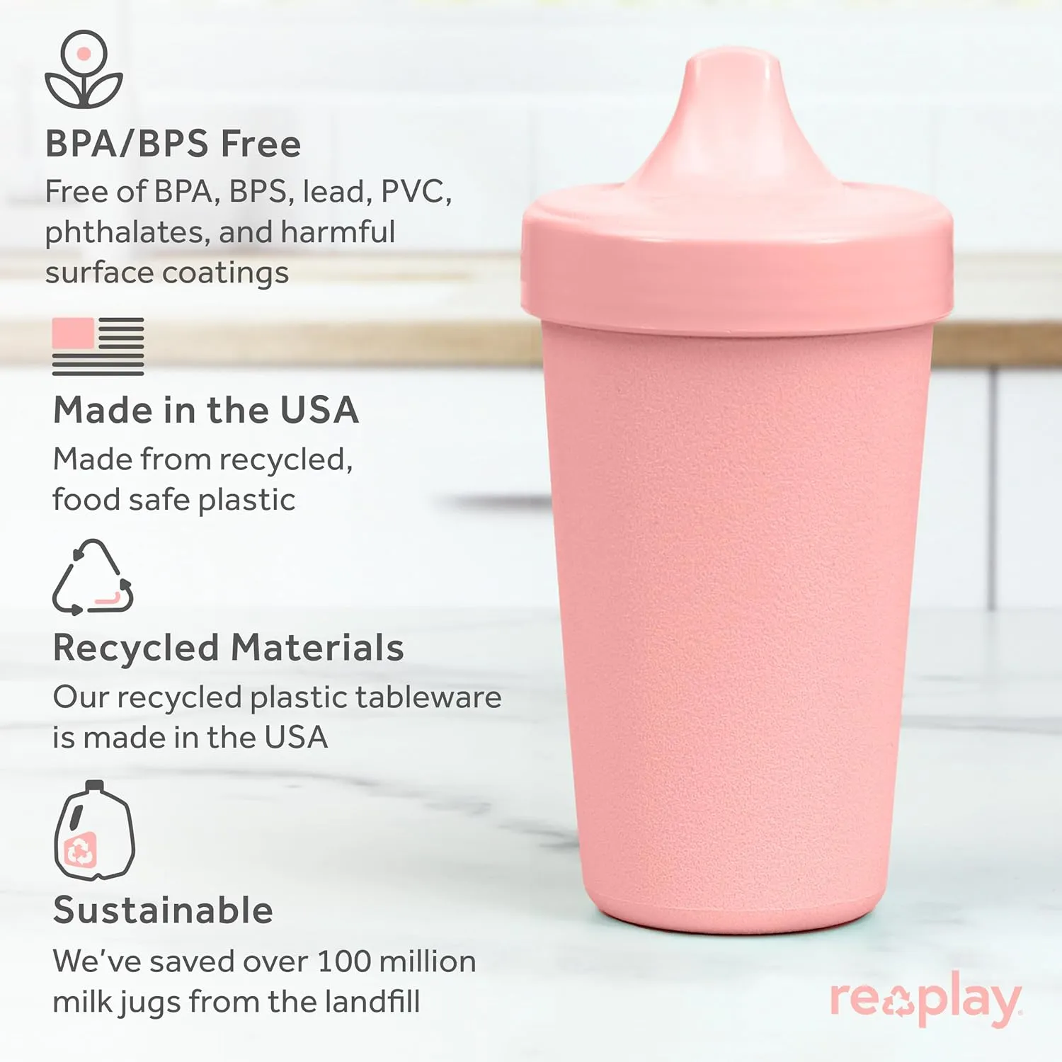 Re-Play Sippy Cups for Toddlers - 10 Oz. Reusable Spill Proof Cups for Kids, Dishwasher/Microwave Safe - Made in USA - Set of 6-3.13" x 6.25" - Fairytale