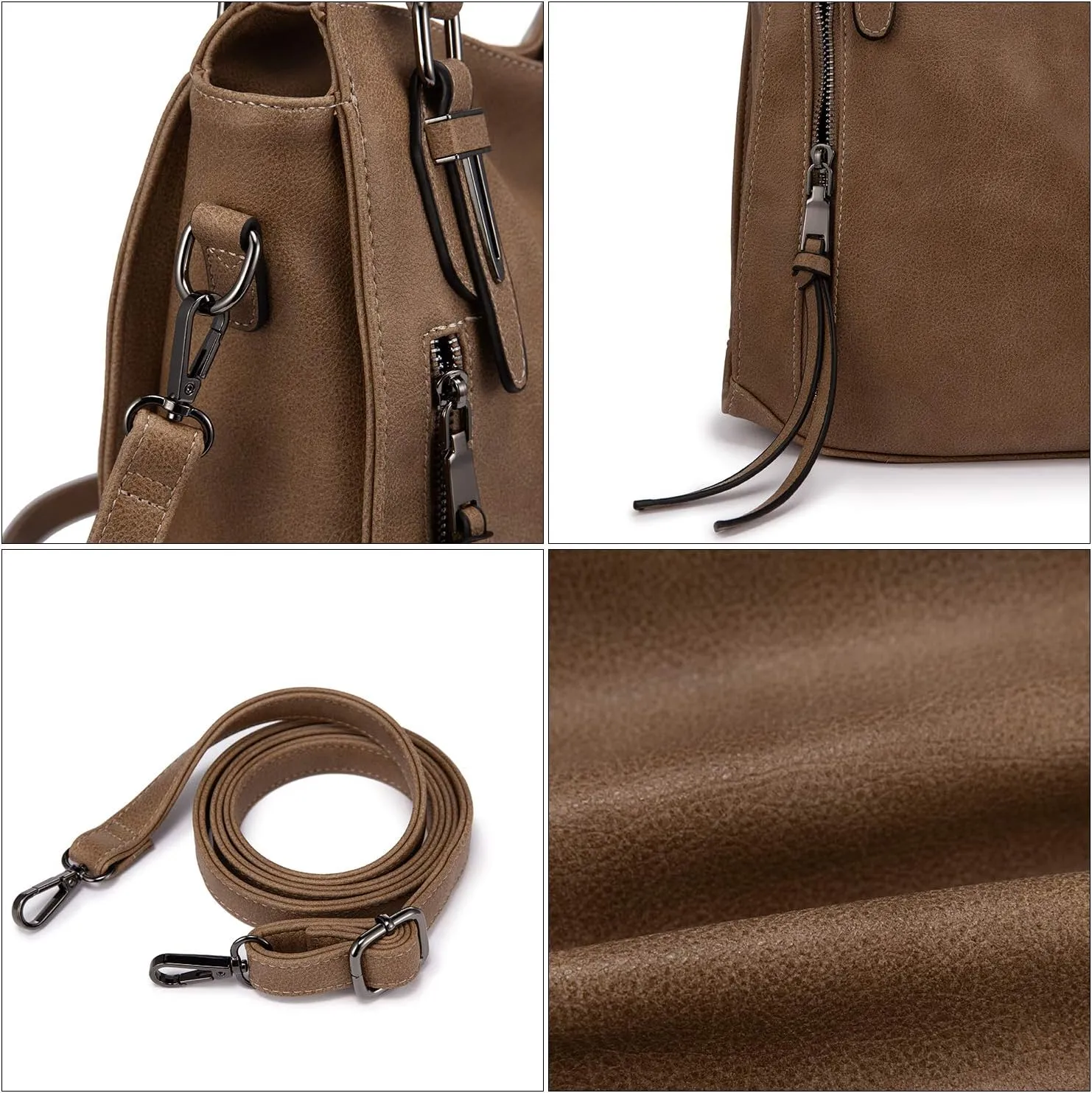 Realer Handbags for Women Hobo Bags Large Crossbody Shoulder Bag Vegan Faux Leather, with Holster/Wallet