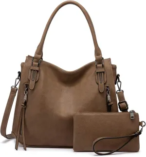 Realer Handbags for Women Hobo Bags Large Crossbody Shoulder Bag Vegan Faux Leather, with Holster/Wallet