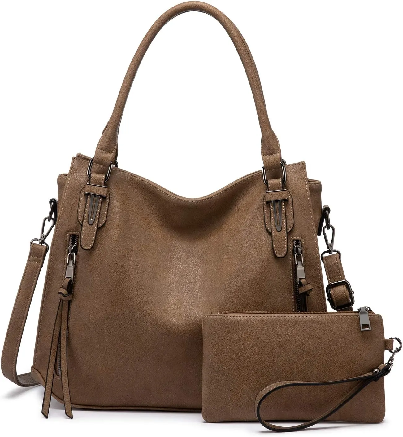 Realer Handbags for Women Hobo Bags Large Crossbody Shoulder Bag Vegan Faux Leather, with Holster/Wallet