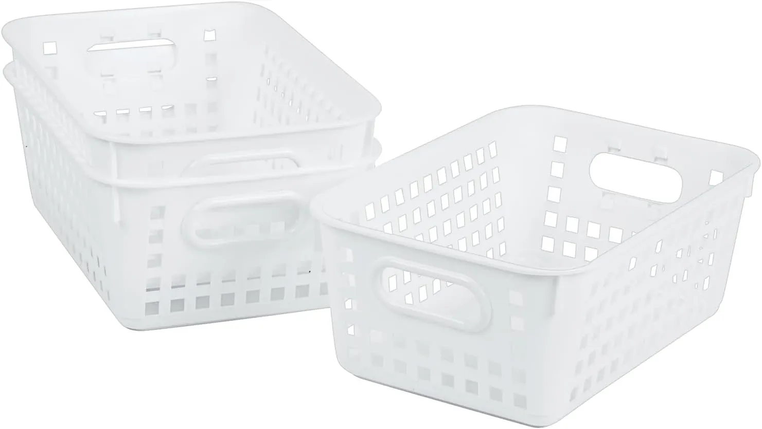 Really Good Stuff Medium Plastic Book Baskets, 11" by 7.5" by 4.5" - 6 Pack, White, Versatile Storage Solution for Classroom, Home and Office, Toy Storage, Multi-Purpose Organizer Basket