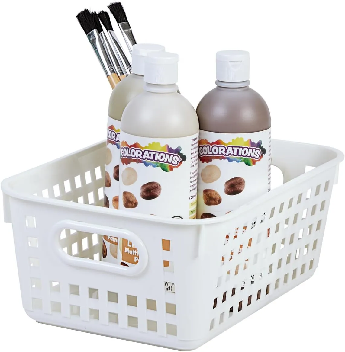 Really Good Stuff Medium Plastic Book Baskets, 11" by 7.5" by 4.5" - 6 Pack, White, Versatile Storage Solution for Classroom, Home and Office, Toy Storage, Multi-Purpose Organizer Basket