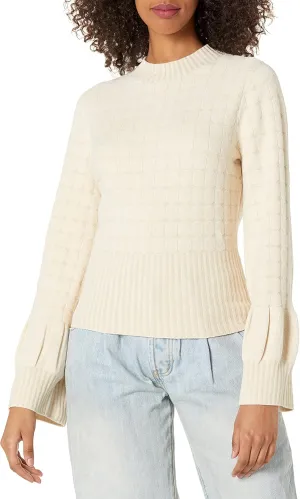 Rebecca Taylor Women's Velvet Sweater, Ecru, Small