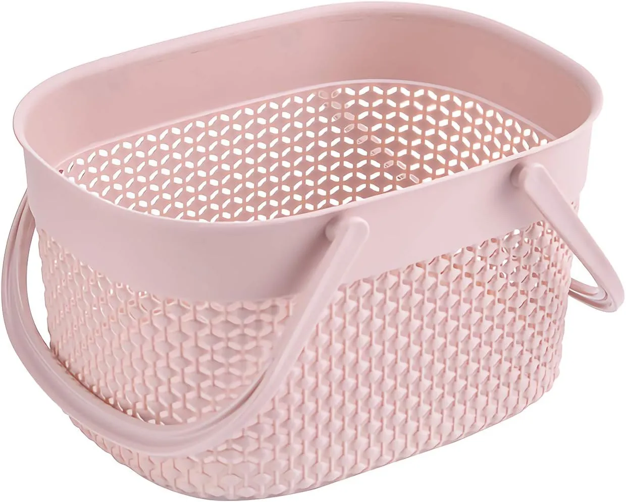 rejomiik 2 Pack Plastic Shower Caddy Basket, Portable Organizer Storage Tote with Handles Toiletry Bag Bin Box for Bathroom, College Dorm Room Essentials, Kitchen, Camp, Gym, Pink