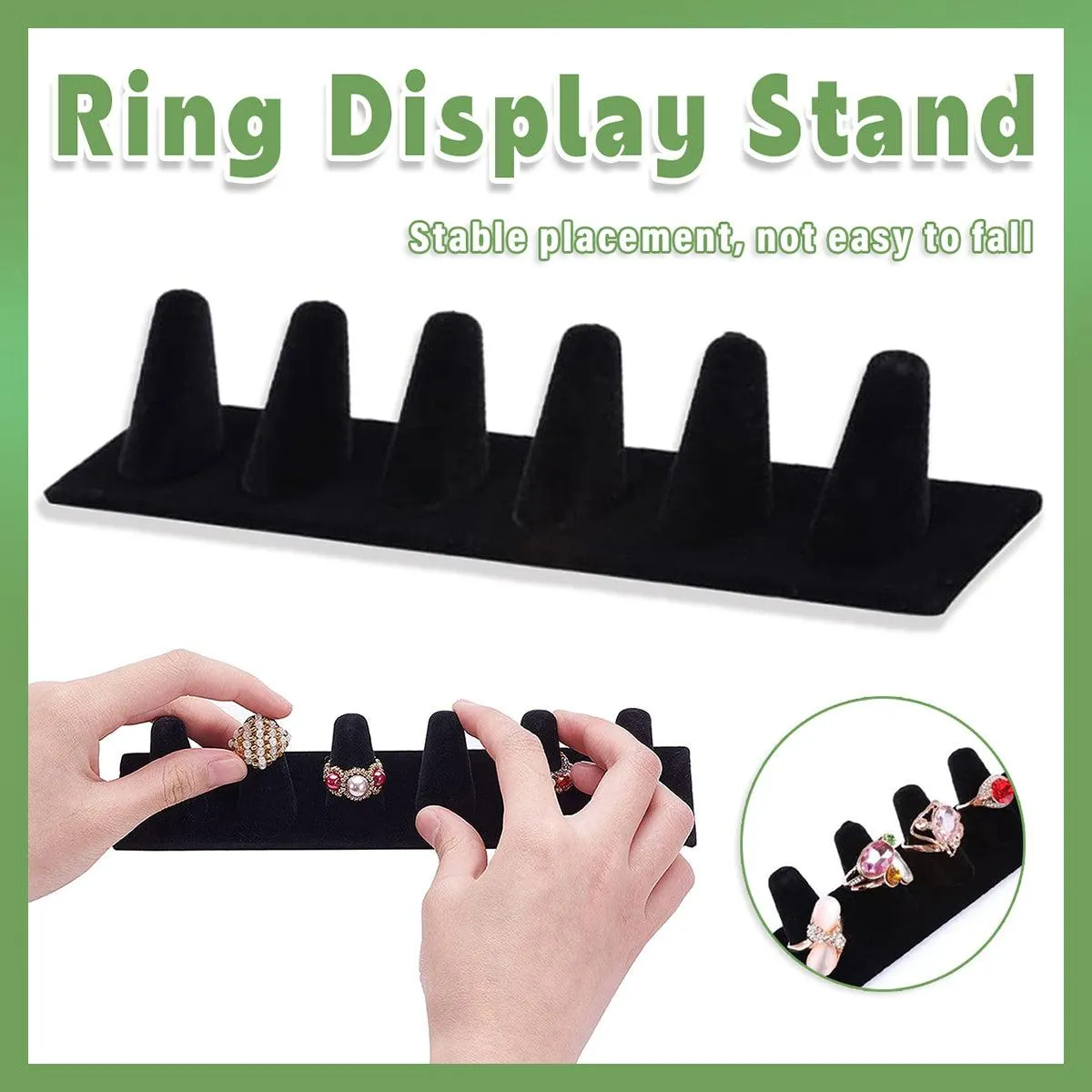 Resin Flocking Ring Holder Display Stand Jewelry Finger Rings Organizer Stand