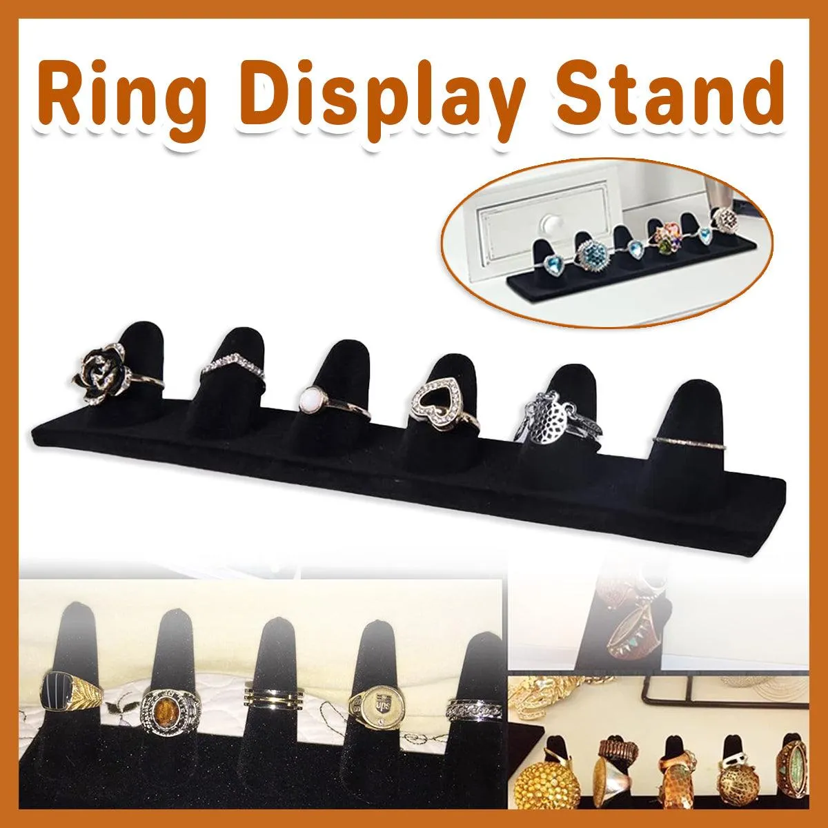 Resin Flocking Ring Holder Display Stand Jewelry Finger Rings Organizer Stand