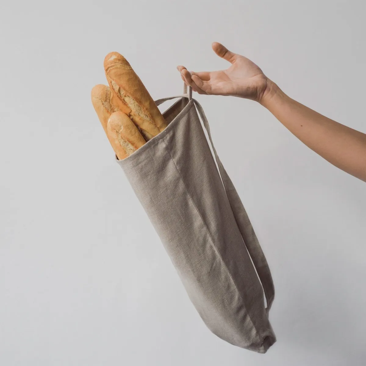 Reusable Natural Linen Bread Bag for up to 3 Baguettes