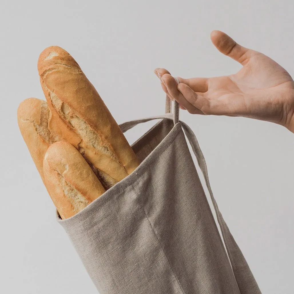 Reusable Natural Linen Bread Bag for up to 3 Baguettes