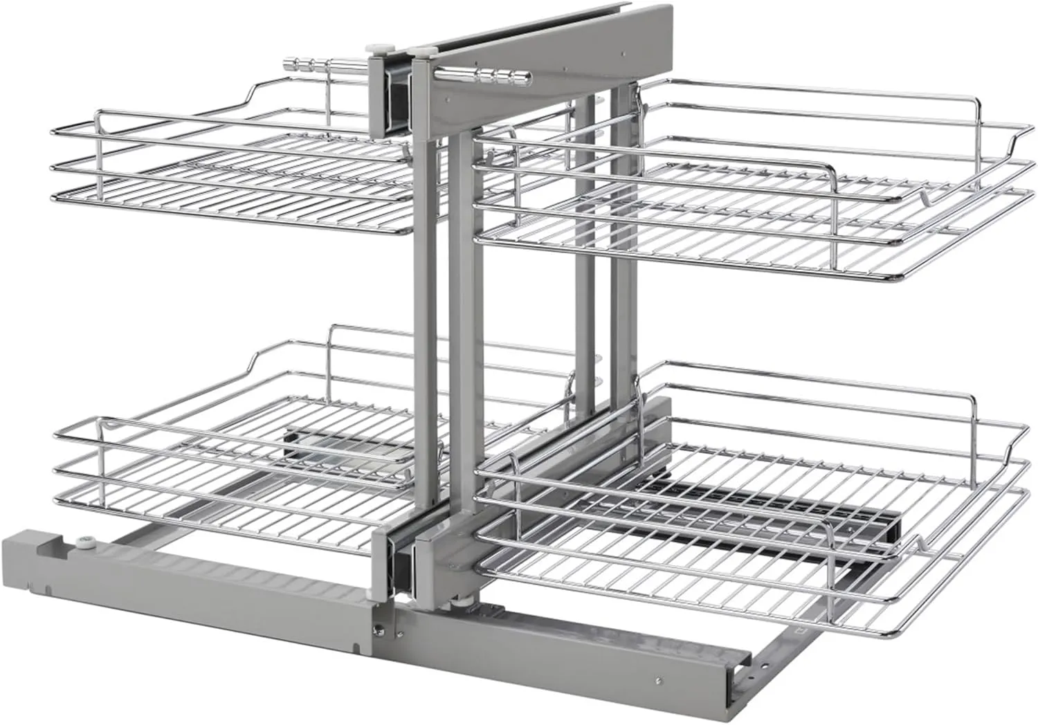 Rev-A-Shelf Dual Tier Pullout Shelf Organizer for Blind Corner Kitchen or Bathroom Cabinets with Soft-Close,18", 4 Shelves, Chrome, 5PSP-18SC-CR