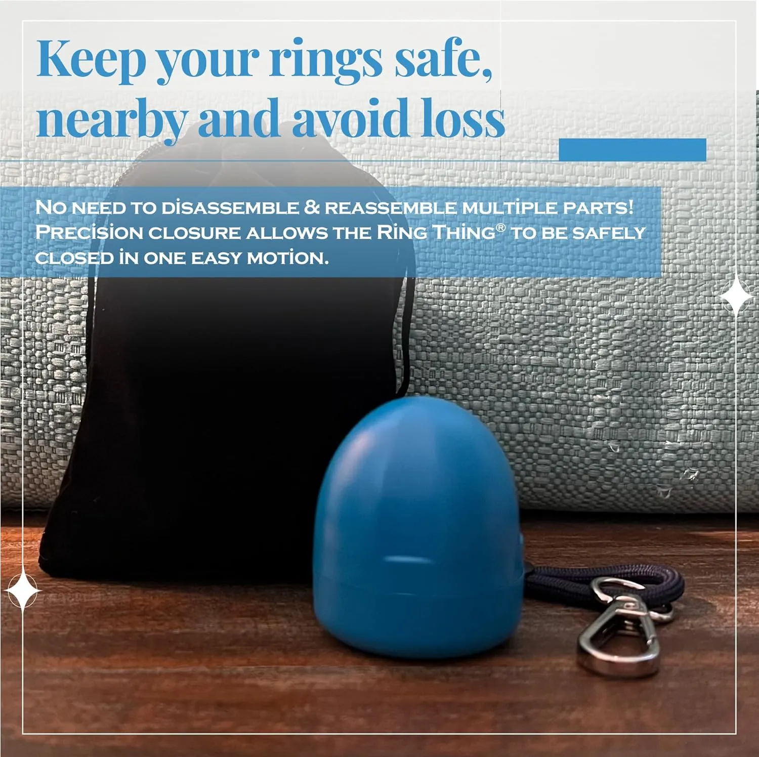 RING THING - Ring Holder Keychain, Jewelry Organizer and Storage, Portable Waterproof Ring Holder, Pill Box Keychain Container, Gym Accessory, and Travel Ring Case (Sky Blue)