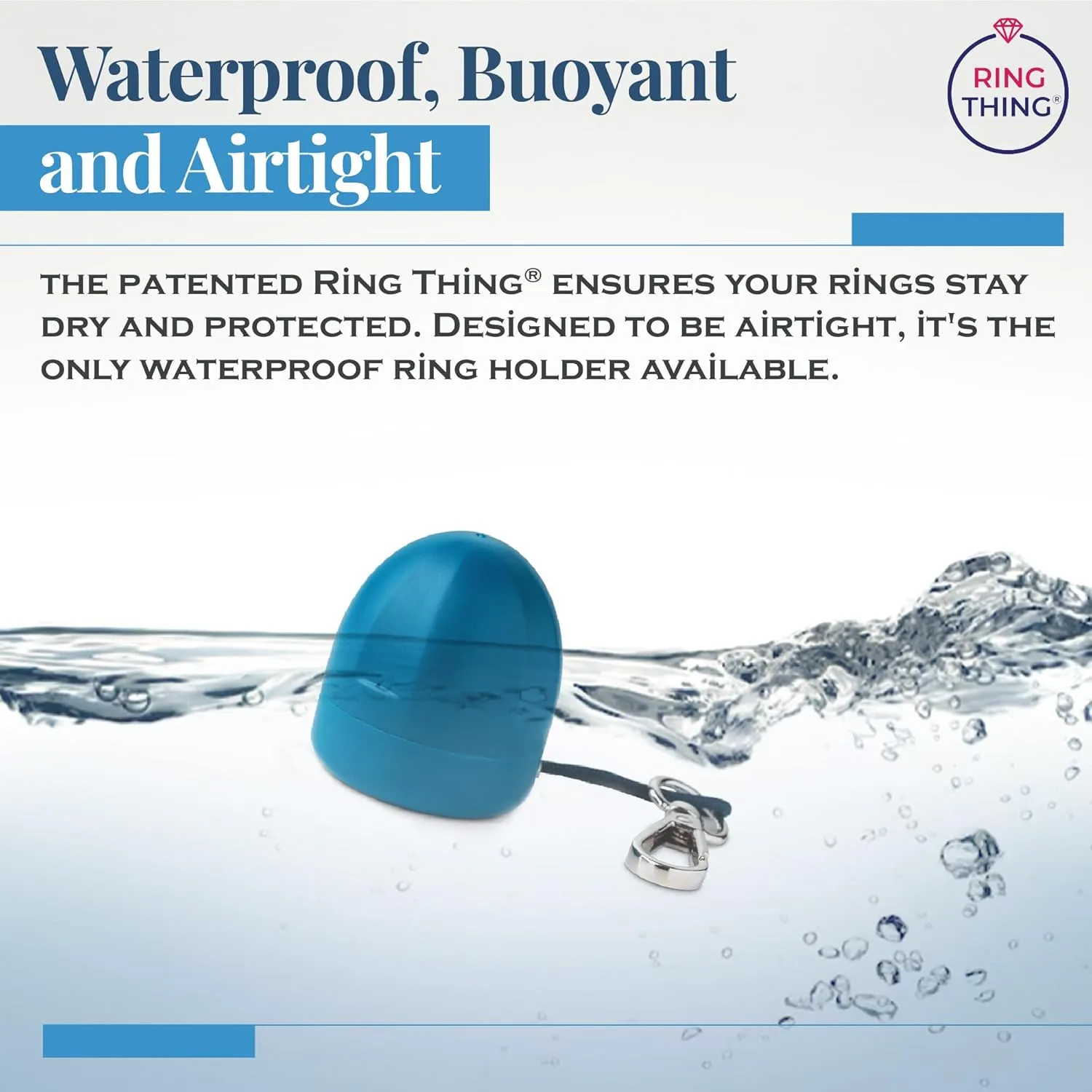 RING THING - Ring Holder Keychain, Jewelry Organizer and Storage, Portable Waterproof Ring Holder, Pill Box Keychain Container, Gym Accessory, and Travel Ring Case (Sky Blue)