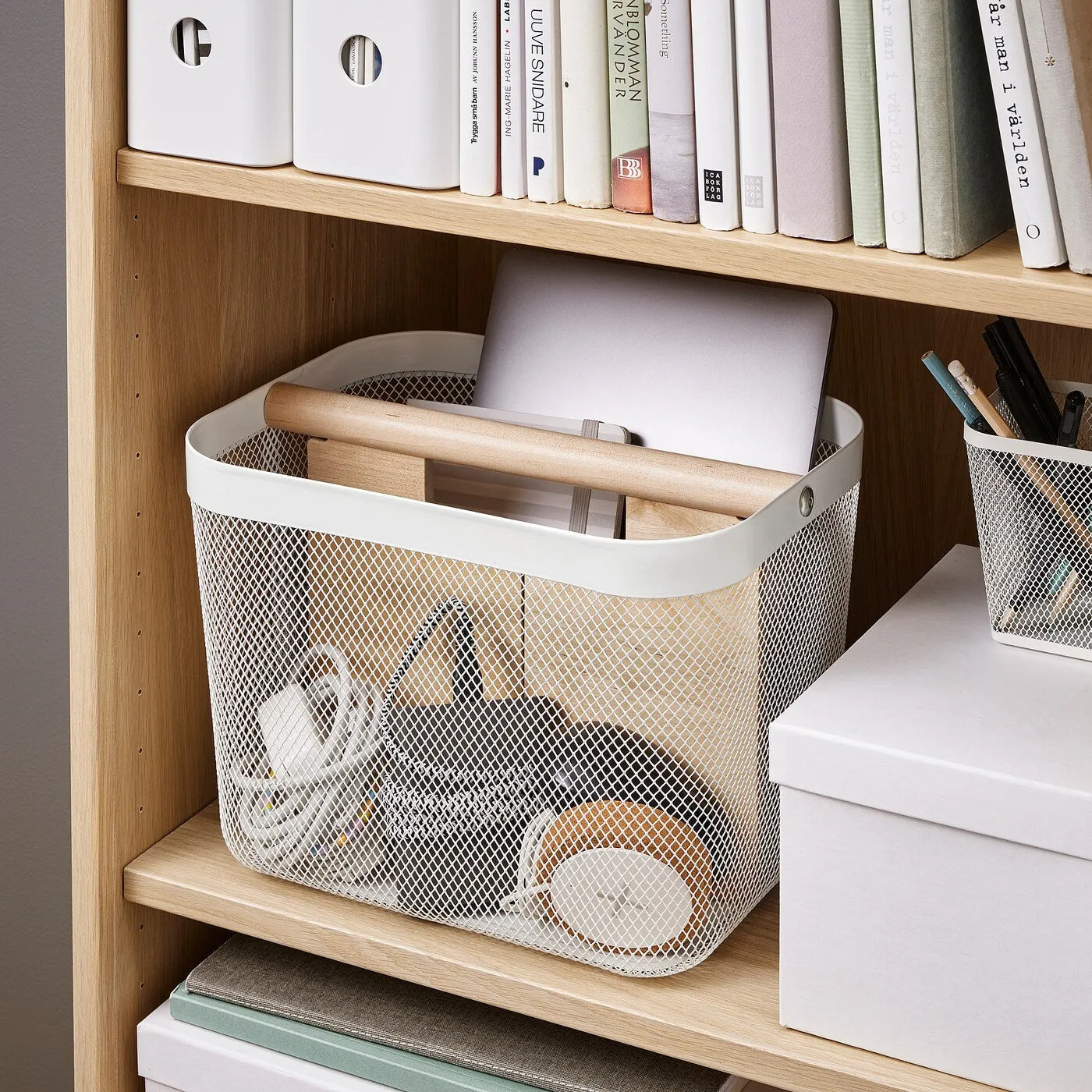 RISATORP Basket with compartments, white, 33x24x23 cm, 30527637