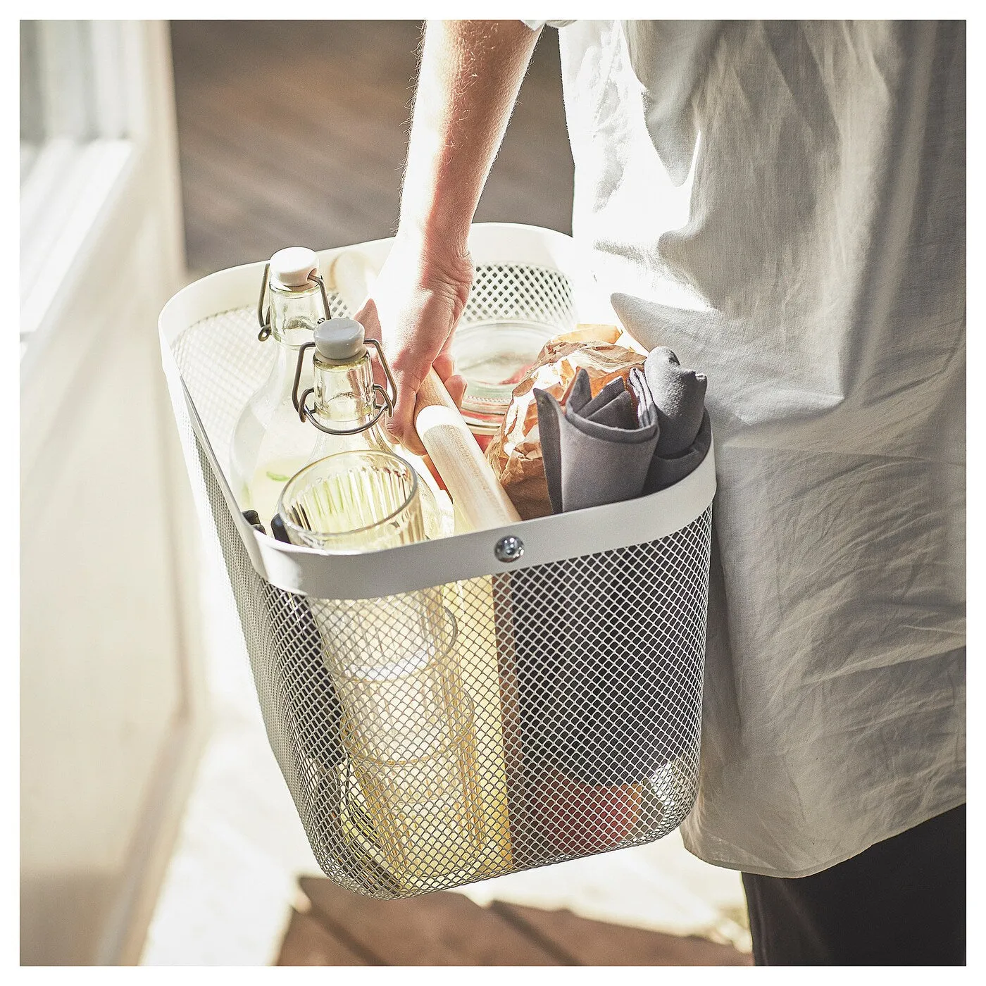 RISATORP Basket with compartments, white, 33x24x23 cm, 30527637