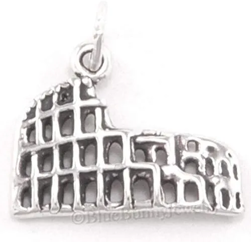Roman Colosseum Charm Pendant Italy Rome Coliseum Travel 925 Sterling Silver - Jewelry Making DIY Crafting Charm Beads for Bracelets