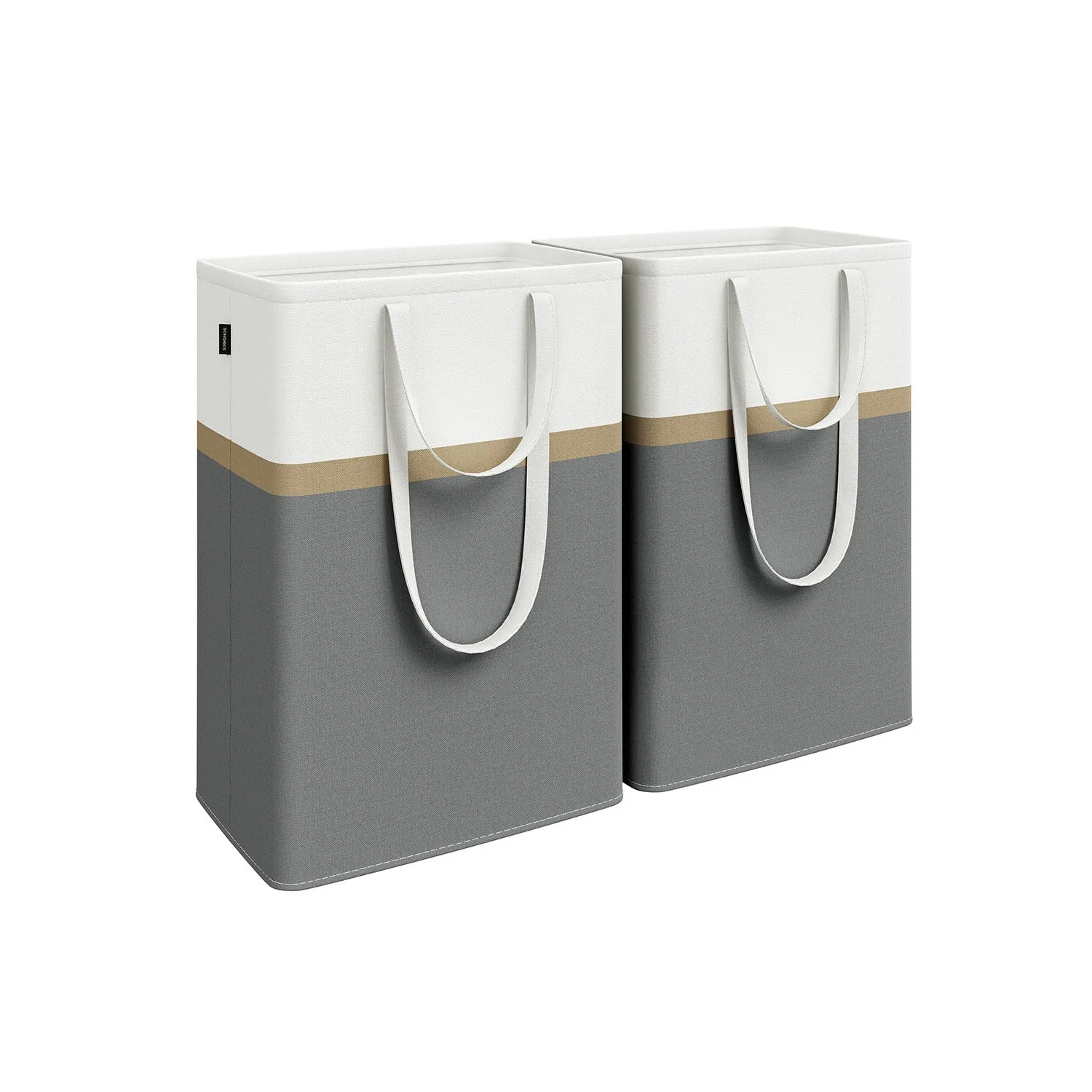 Rootz 2 Piece Laundry Basket Set - Wash Basket - Clothes Hamper - Sturdy Handles - 40x30x65cm Grey