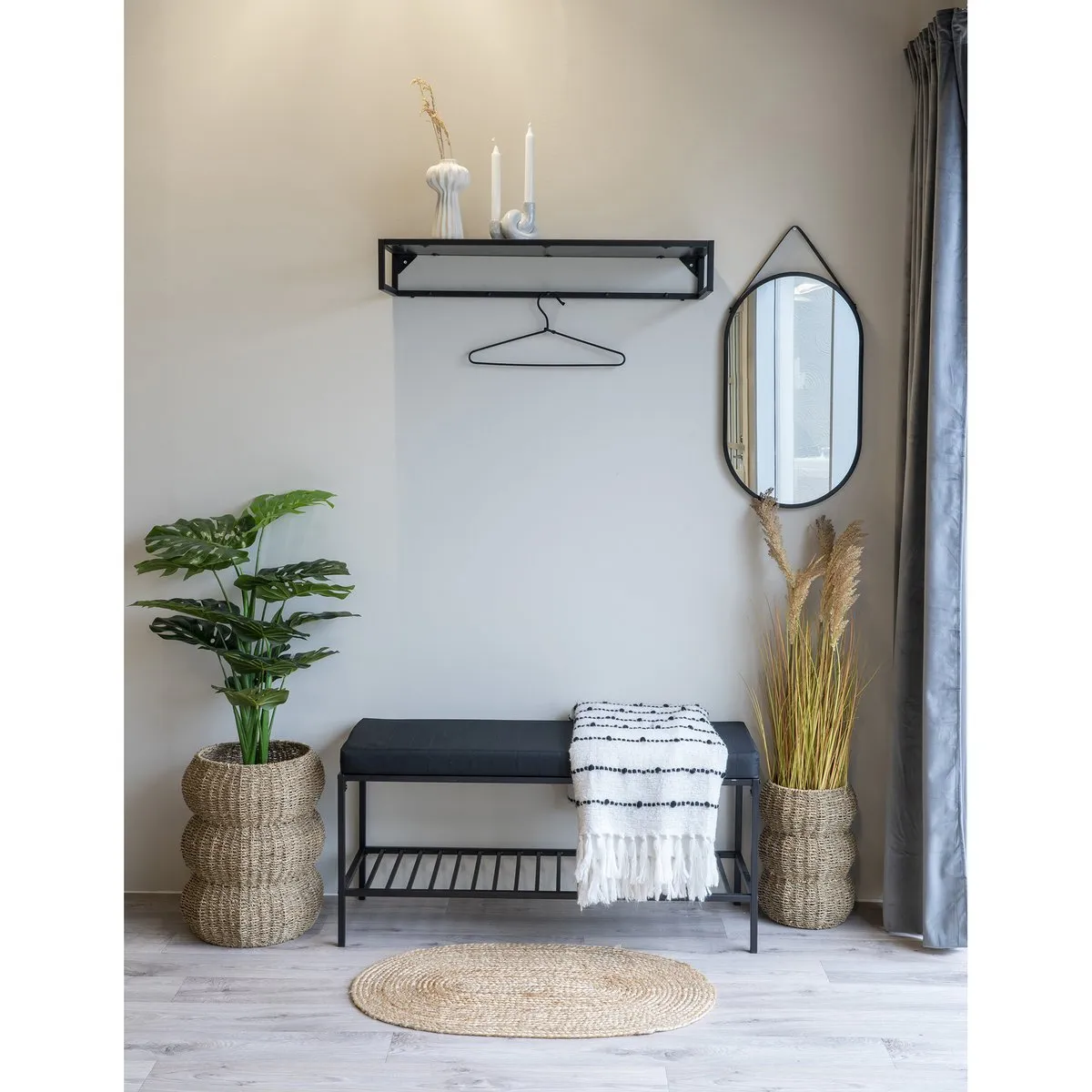 Rootz 2 Piece Set Seagrass Baskets - Storage Baskets - Organizing Baskets - Natural Design - Ø25x35cm, Ø35x45cm