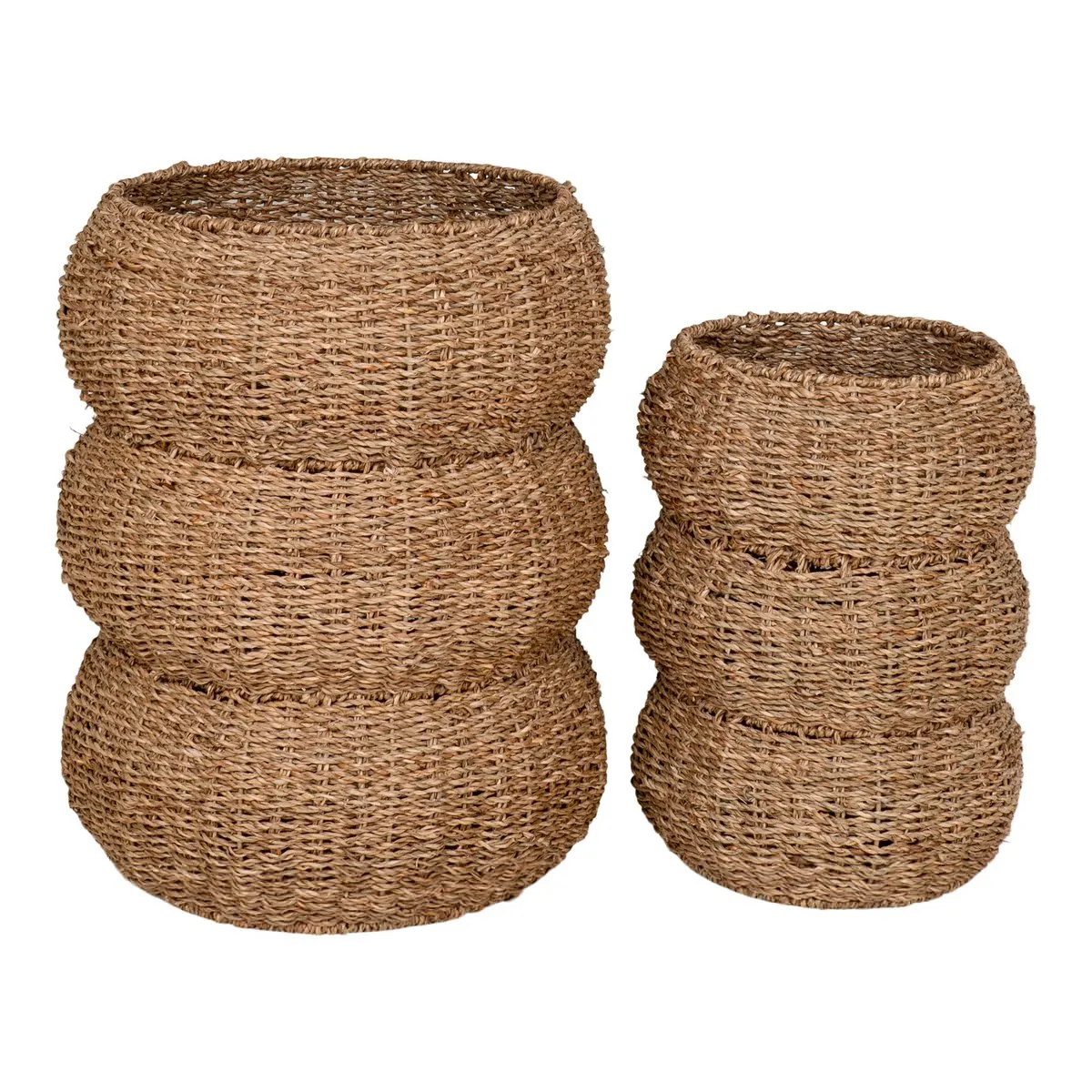 Rootz 2 Piece Set Seagrass Baskets - Storage Baskets - Organizing Baskets - Natural Design - Ø25x35cm, Ø35x45cm